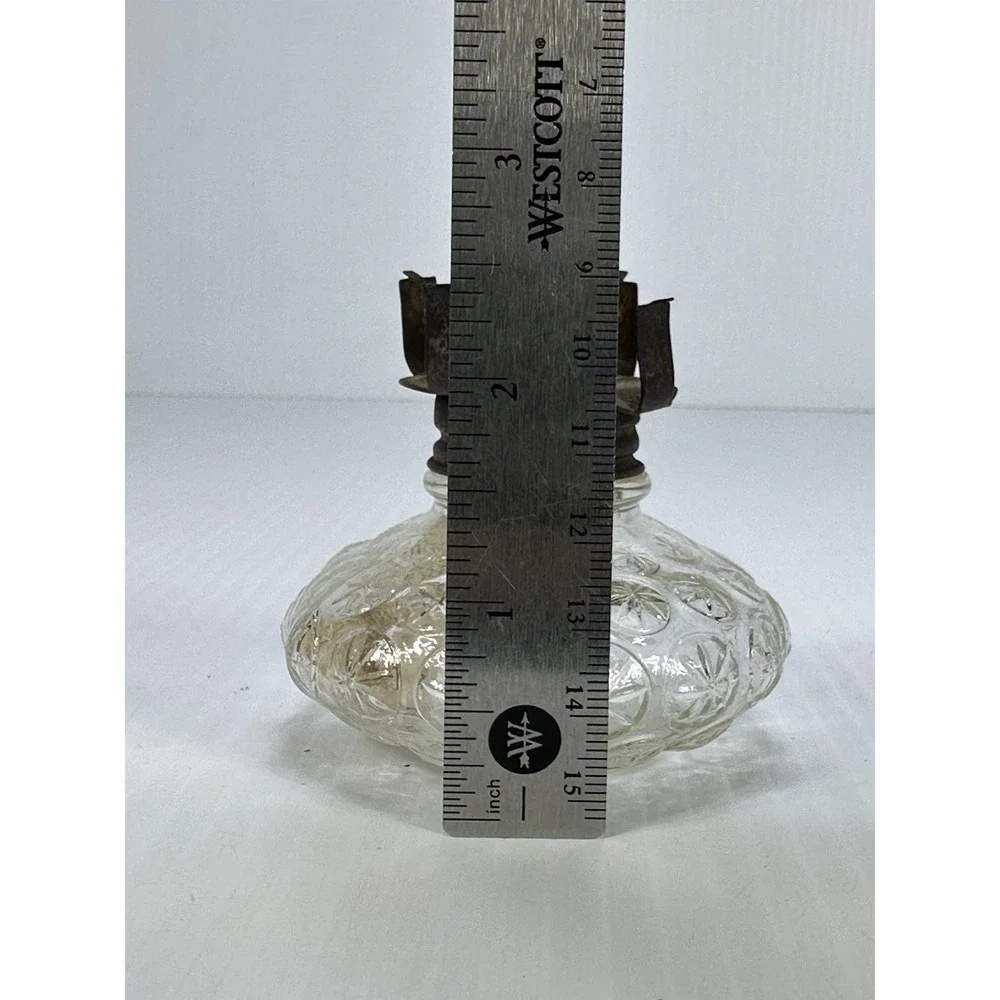 Oil‎ Kerosene Lamp Base Hurricane Clear Glass Starburst Diamond Pattern Wick